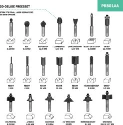 VONROC Freesset / Bovenfrezenset – Topkwaliteit YT9 Staal – 8mm Gereedschapsopname | 20 St. In Luxe Koffer -Makita || Merkloos || Stanley Verkoopwinkel 1180x1200 13