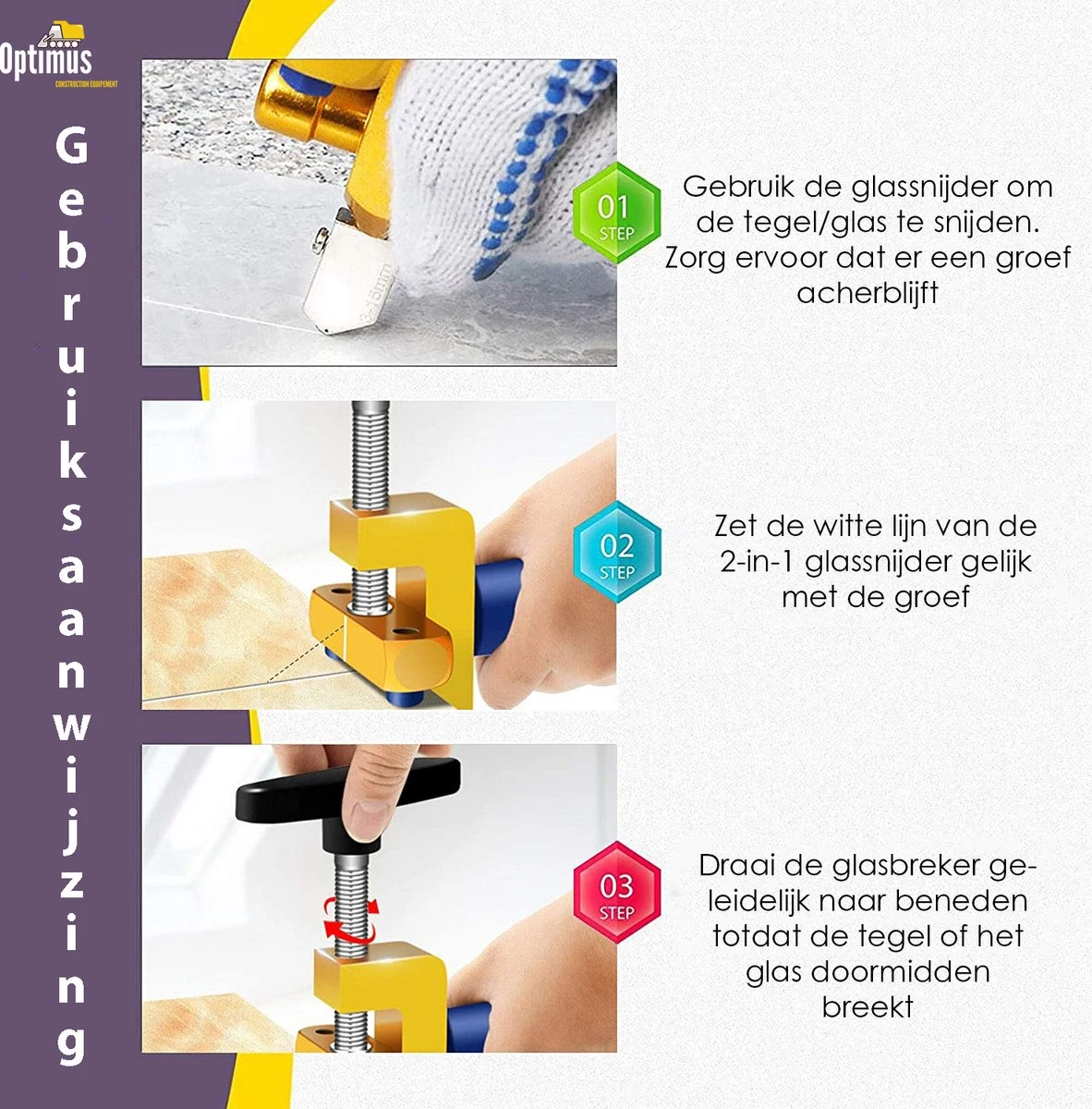 Optimus Professionele 2 In 1 Glassnijder Incl. 2 Extra Mesjes - Geschikt Voor Glas, Tegels En Spiegels - Glas Cutter - Tegelsnijder - Spiegelsnijder 7 Optimus Professionele 2 In 1 Glassnijder Incl. 2 Extra Mesjes - Geschikt Voor Glas, Tegels En Spiegels - Glas Cutter - Tegelsnijder - Spiegelsnijder - Afbeelding 7