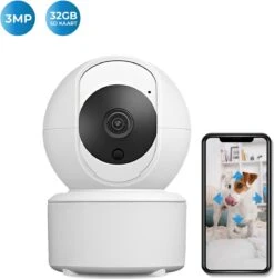 Merkloos GoJelly- Huisdiercamera - Beveiligingscamera - Hondencamera -Pet Cam - IP Camera - Met Beweeg En Geluidsdetectie - Dog Cam - Babyfoon Met Camera - Huisdiercamera Met App - Draadloos - Beveiligingscamera Met App – Wit