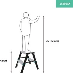 VONROC PRO Dubbele Trap 2 Treden – Klustrap/huishoudtrap Inklapbaar – Max. Belastbaarheid 150kg - Antislip -Makita || Merkloos || Stanley Verkoopwinkel 1185x1200 4