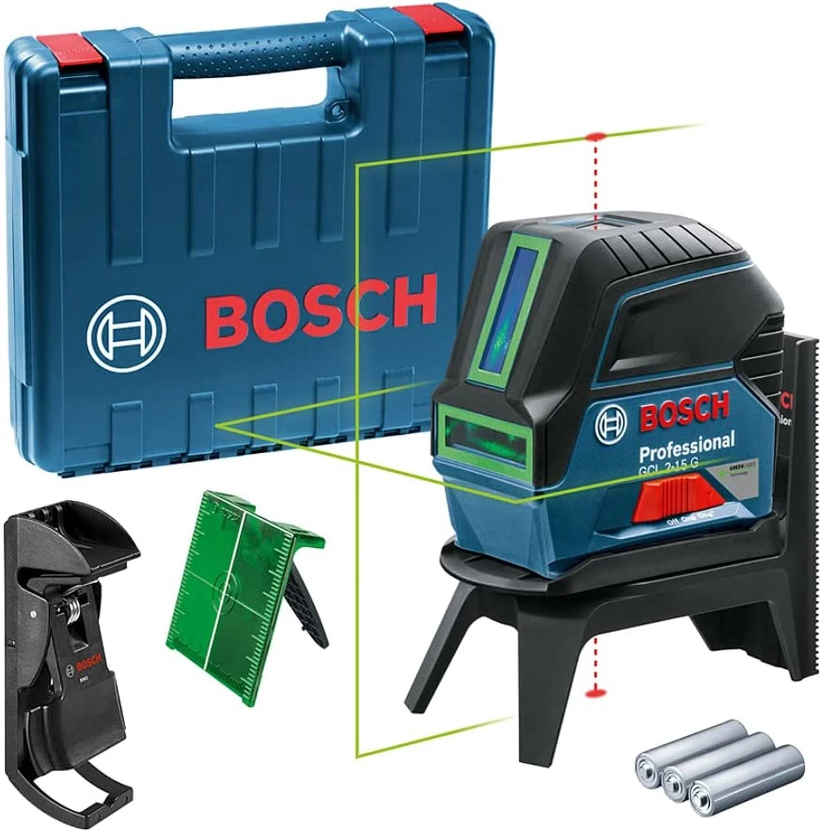 Bosch Professional GCL 2-15 G Combilaser - RM 1 + 3x 1.5V AA Batterijen + Richtplaat + Klem BM3 4 Bosch Professional GCL 2-15 G Combilaser - RM 1 + 3x 1.5V AA Batterijen + Richtplaat + Klem BM3 - Afbeelding 4