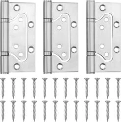 Gemakkelijk Te Plaatsen Deurscharnieren - Plaatsen Zonder Frezen Of Beitelwerk - Set Van 3 - Louvrescharnieren - Zware Uitvoering - Inclusief Schroeven - 100 X 40 MM - RVS