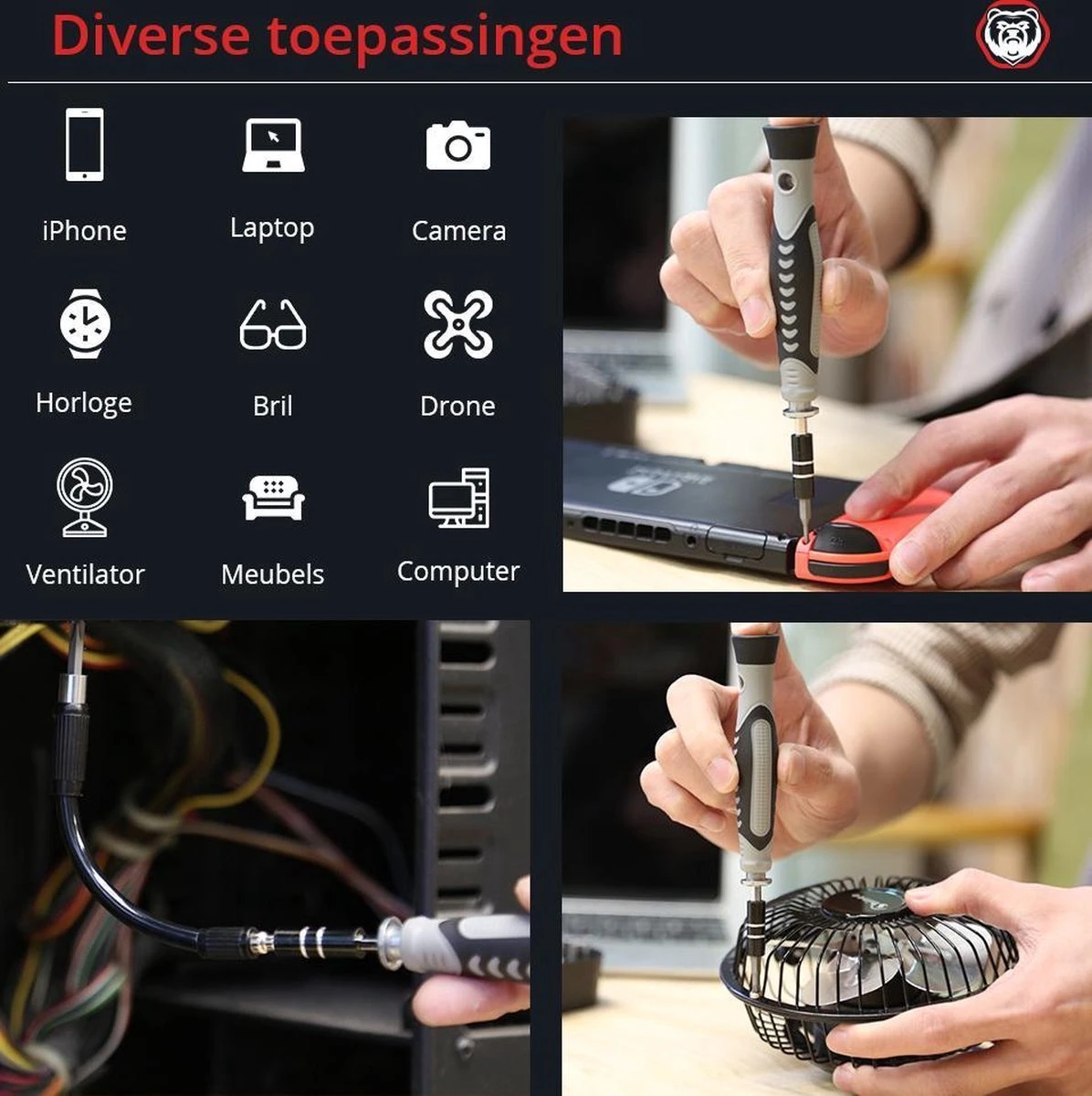 Brute Strength - 138 Delige Precisie Schroevendraaierset Magnetisch - Universeel - Magnetisch - Gereedschapset- Schroevendraaiers - Bitset Met Torx - Cadeau Voor Man 8 Brute Strength - 138 Delige Precisie Schroevendraaierset Magnetisch - Universeel - Magnetisch - Gereedschapset- Schroevendraaiers - Bitset Met Torx - Cadeau Voor Man - Afbeelding 8