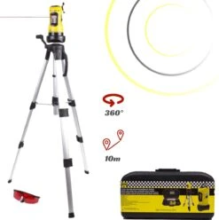 Zelfnivellerende Kruislijnlaser 10 Meter - Laserwaterpas - Lijnlaser - Bouwlaser - Zelfnivellerend - Met Statief - Opbergkoffer