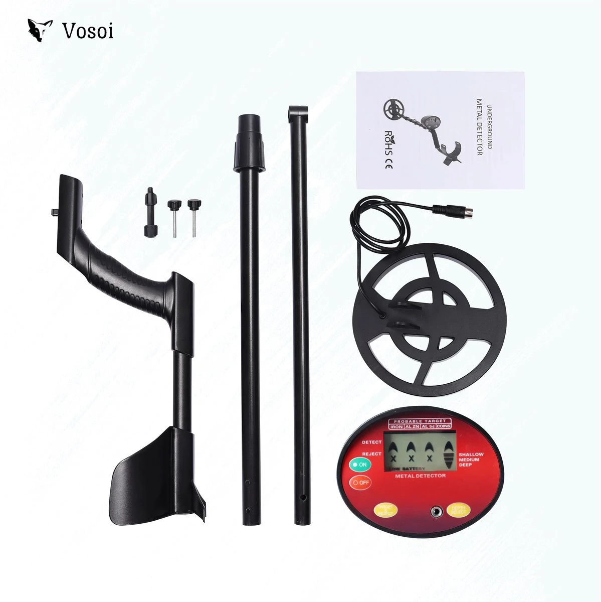 Vosoi - Hoogwaardige Metaal Detector - Inclusief Koptelefoon En Schep + Opberghoes - LCD Display - Nauwkeurige Pinpointer Optie - Verstelbare Hoogte - Waterdichte Zoekspoel - Geschikt Voor Kinderen En Volwassenen 6 Vosoi - Hoogwaardige Metaal Detector - Inclusief Koptelefoon En Schep + Opberghoes - LCD Display - Nauwkeurige Pinpointer Optie - Verstelbare Hoogte - Waterdichte Zoekspoel - Geschikt Voor Kinderen En Volwassenen - Afbeelding 6