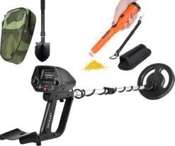 ODISUS Metaal Detector Voor Goud, Munten, Sierraden, ... - Metaaldetector Voor Kinderen & Volwassenen - 20 Cm Detectie Diepte - 78 Tot 103 Cm Lang - Inclusief Metalen Schep & Pintpointer