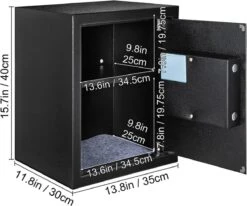 Currero Kluis - Kluis Brandwerend - Kluisje Met Cijferslot - Kluisje - Kluisjes Met Sleutel - Geldkluis - Kluis Elektronisch - Zwart