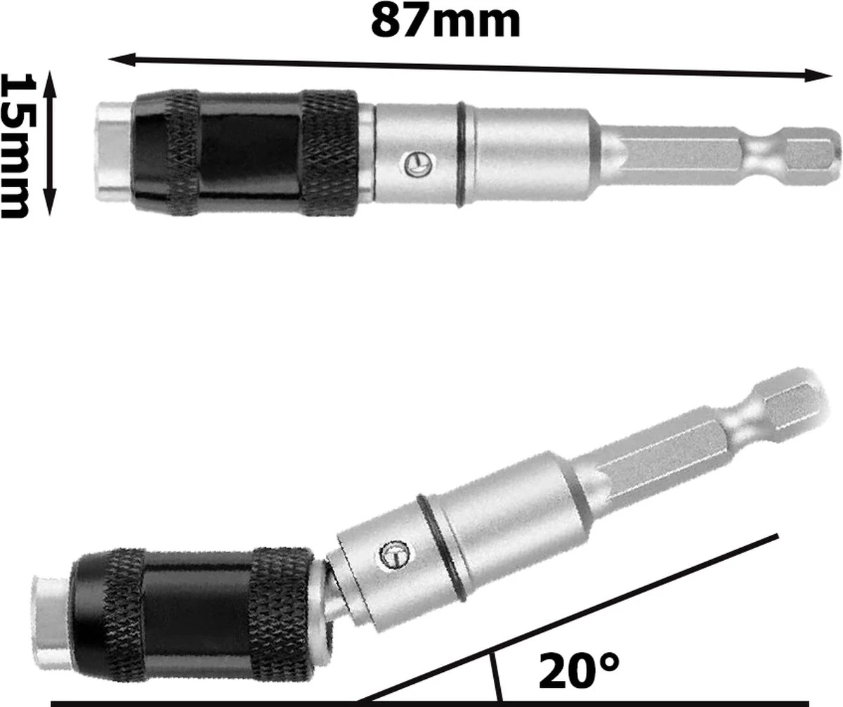 Merkloos Bithouder - Magnetische Bithouder - 20 Graden - Flexibele Bithouder - 6-hoekig 1 Merkloos Bithouder - Magnetische Bithouder - 20 Graden - Flexibele Bithouder - 6-hoekig