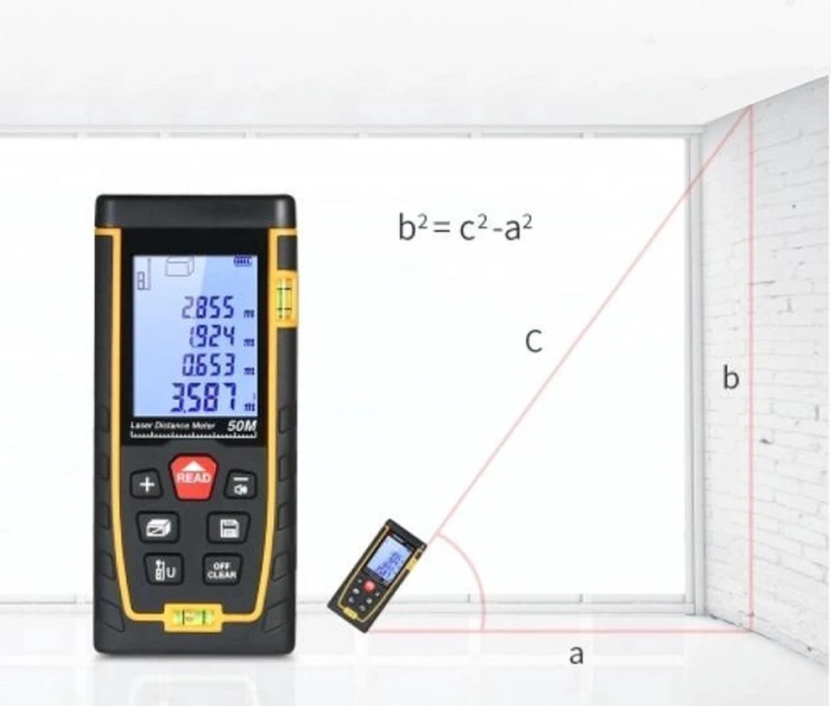 A&K Professionele Laser Afstandsmeter | 50 Meter Bereik | Gebruiksvriendelijk | Snelle Afstandsmeting | Incl. Batterijen V2.0 3 A&K Professionele Laser Afstandsmeter | 50 Meter Bereik | Gebruiksvriendelijk | Snelle Afstandsmeting | Incl. Batterijen V2.0 - Afbeelding 3