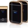 Aigostar Draadloze Deurbel 2HVKU - Met 2 Ontvangers - Plug&Play - AC - 3 Regelbaar Volume - 36 Melodieën - IP44 Waterdicht - Zwart/Goud