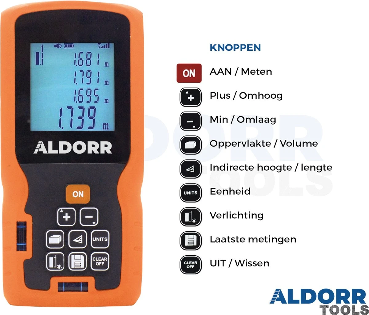 ALDORR Tools - Professionele Laserafstandmeter - 120 Meter Bereik - Uitgebreide Meetopties 8 ALDORR Tools - Professionele Laserafstandmeter - 120 Meter Bereik - Uitgebreide Meetopties - Afbeelding 8