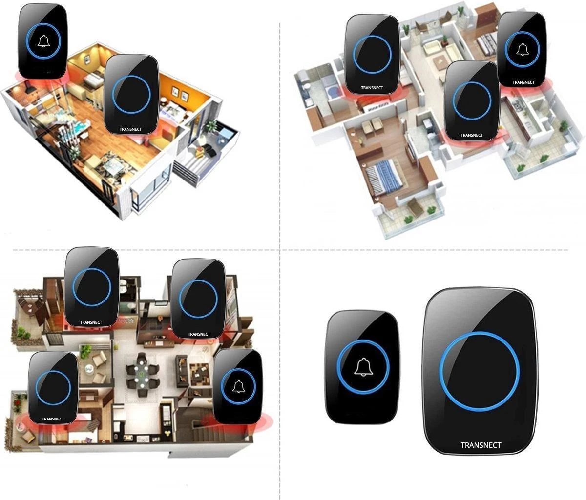 Draadloze Deurbel Met 3 Ontvangers - 5 Volume/60 Melodie - IP44 Waterdicht - Batterij Van 5 Jaar 3 Draadloze Deurbel Met 3 Ontvangers - 5 Volume/60 Melodie - IP44 Waterdicht - Batterij Van 5 Jaar - Afbeelding 3