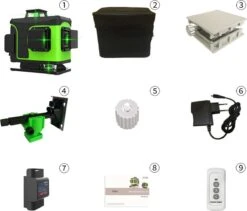 KIRA Zelfnivellerende Kruislijnlaser Met 16 Lijnen- 4D Laser- Meet Bereik 25 Meter -Op Afstand Bestuurbaar- Inclusief Muurbeugel - 360 Graden Statief-Lijnlaser - Kruislaser - Rotatielaser - Groene Lasers - Waterproof - Laserwaterpas -Makita || Merkloos || Stanley Verkoopwinkel 1200x1025 4