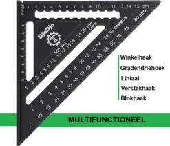 DjoDjo - Winkelhaak - Metrische Driehoek - Speed Square - Schrijfhaak - Blokhaak - Verstekhaak - 5-in-1 Meetdriehoek - Zwart -Makita || Merkloos || Stanley Verkoopwinkel 1200x1026 2