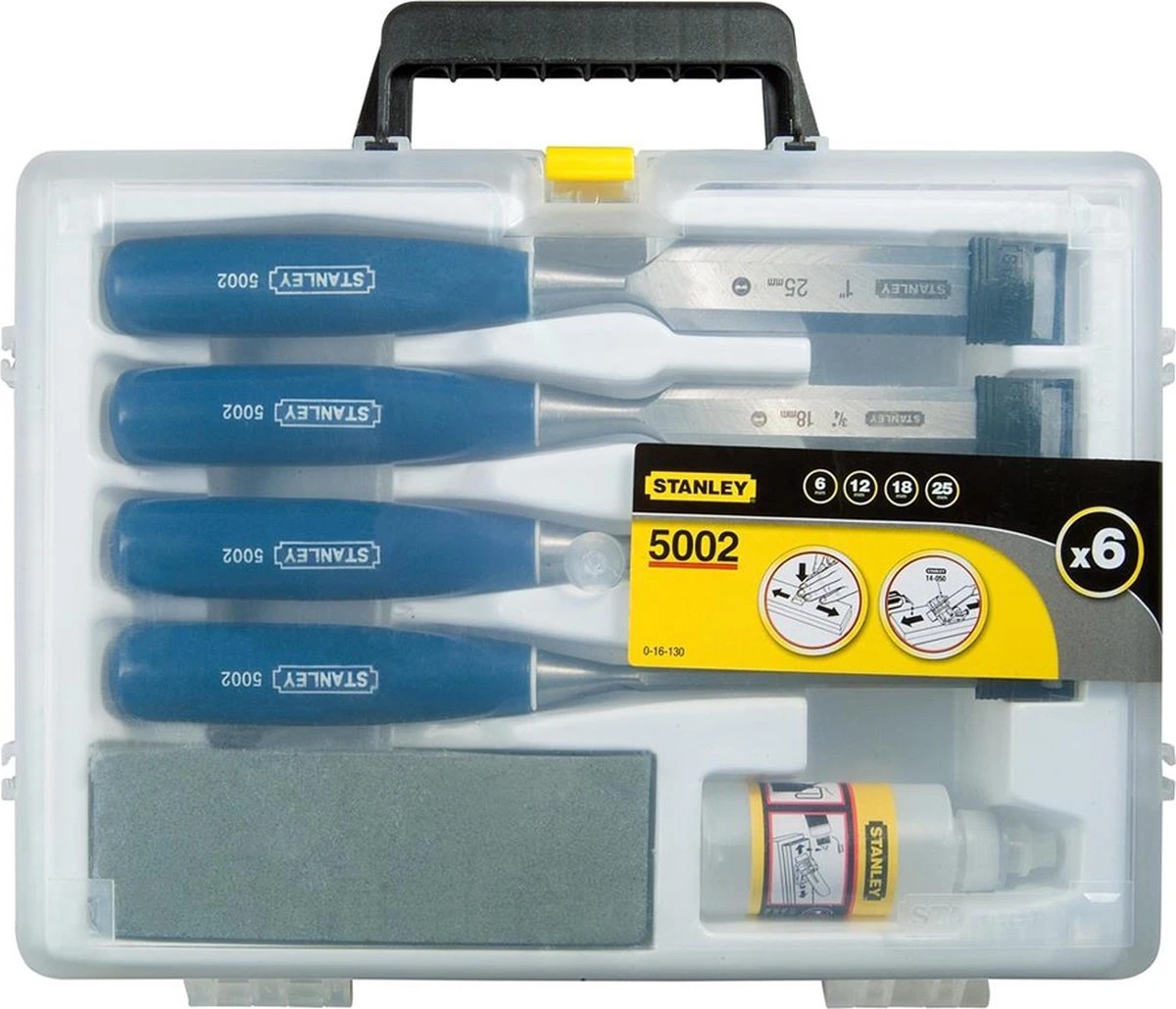 STANLEY 0-16-130 Houtbeitelset - 6-delig - Met Opbergbox 1 STANLEY 0-16-130 Houtbeitelset - 6-delig - Met Opbergbox