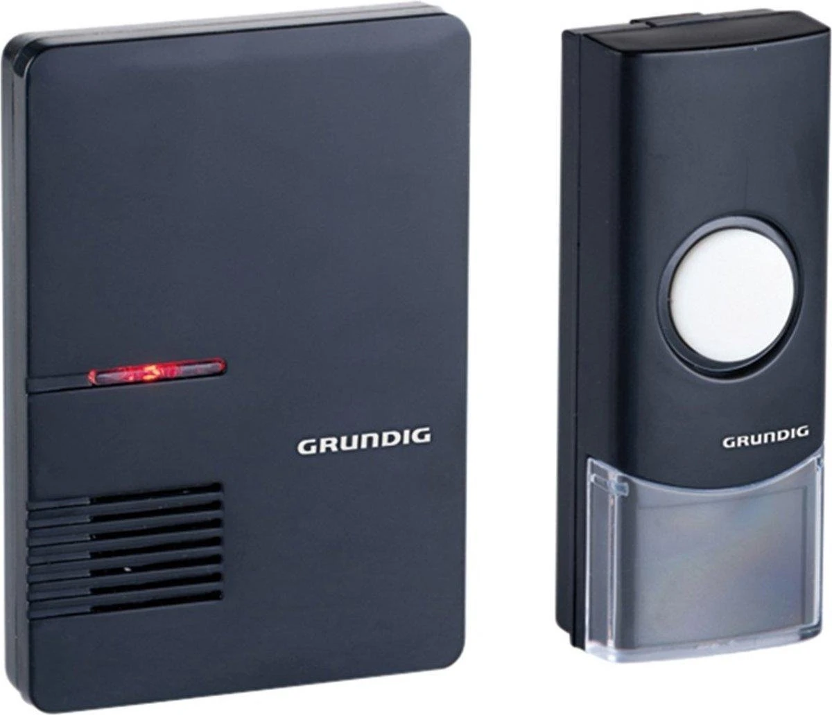 Grundig Deurbelset - Zender En Ontvanger - Draadloos - Op Batterijen - Zwart 1 Grundig Deurbelset - Zender En Ontvanger - Draadloos - Op Batterijen - Zwart