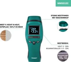 VONROC PRO Vochtmeter – Professioneel Gebruik – Accuraat – Hoog Contrast LCD Met Achtergrondverlichting -Makita || Merkloos || Stanley Verkoopwinkel 1200x1048