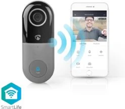 Nedis SmartLife Videodeurbel - Wi-Fi - Transformator - Android™ / IOS - Full HD 1080p - Cloud Opslag (optioneel) / MicroSD (niet Inbegrepen) - IP54 - Met Bewegingssensor - Nachtzicht - Grijs / Zwart