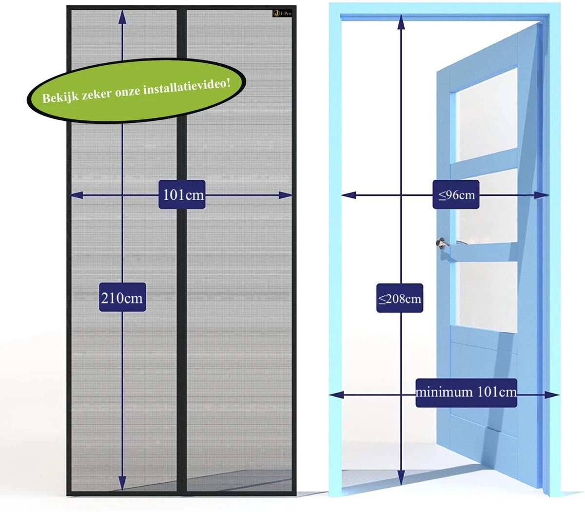 J-Pro Magnetisch Vliegengordijn - High Quality Glasvezel Deurhor- Deurgordijn - 210x101 Cm – Grijs 8 J-Pro Magnetisch Vliegengordijn - High Quality Glasvezel Deurhor- Deurgordijn - 210x101 Cm – Grijs - Afbeelding 8