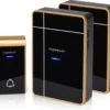 Aigostar Draadloze Deurbel Set 2HVKY - Met 2x Ontvanger Op Batterij - 3 Regelbaar Volume - 36 Melodieën - IP44 Waterdicht - Zwart