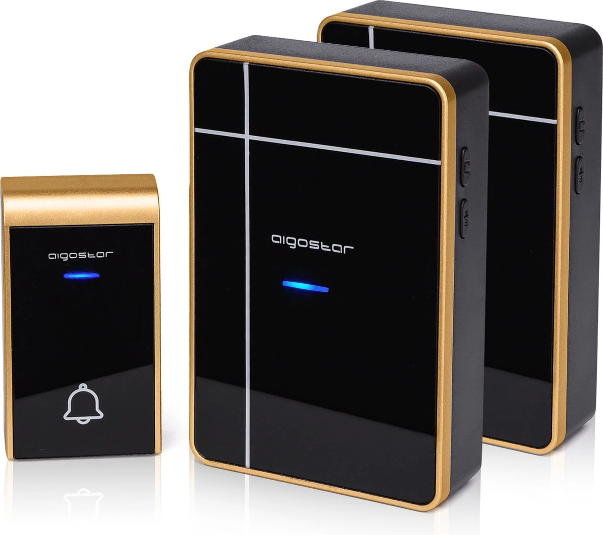 Aigostar Draadloze Deurbel Set 2HVKY - Met 2x Ontvanger Op Batterij - 3 Regelbaar Volume - 36 Melodieën - IP44 Waterdicht - Zwart 1 Aigostar Draadloze Deurbel Set 2HVKY - Met 2x Ontvanger Op Batterij - 3 Regelbaar Volume - 36 Melodieën - IP44 Waterdicht - Zwart