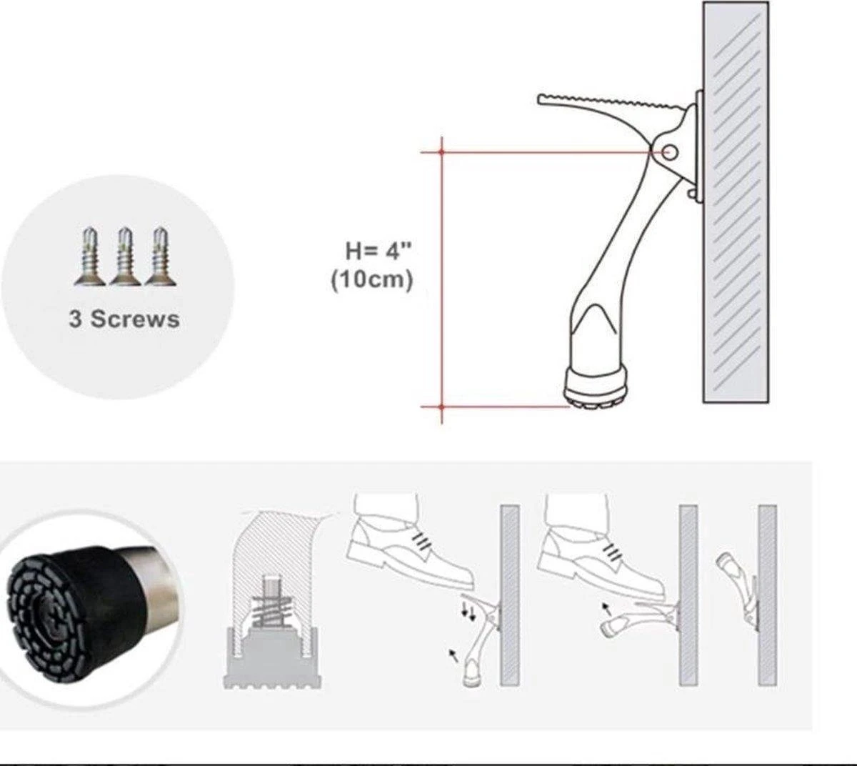Stevige Deurstopper - Deurvastzetter - Voor Zware Deuren - Verstelbaar 2 Stevige Deurstopper - Deurvastzetter - Voor Zware Deuren - Verstelbaar - Afbeelding 2