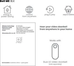 Marmitek - Bell ME BLK - Video Deurbel Gong - Koppelen Aan Buzz LO - 80m Bereik - 3 Melodieën - Zwart -Makita || Merkloos || Stanley Verkoopwinkel 1200x1073 14