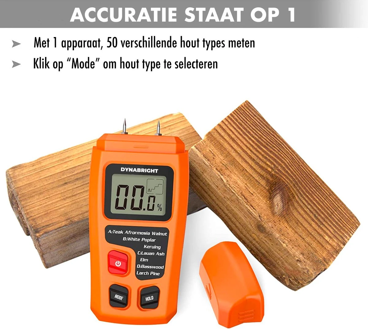DynaBright Vochtmeter - Incl. Batterij - Digitale Hygrometer - Hout - Muur - Haardhout - Vochtigheid - Verlicht LCD Scherm 2 DynaBright Vochtmeter - Incl. Batterij - Digitale Hygrometer - Hout - Muur - Haardhout - Vochtigheid - Verlicht LCD Scherm - Afbeelding 2