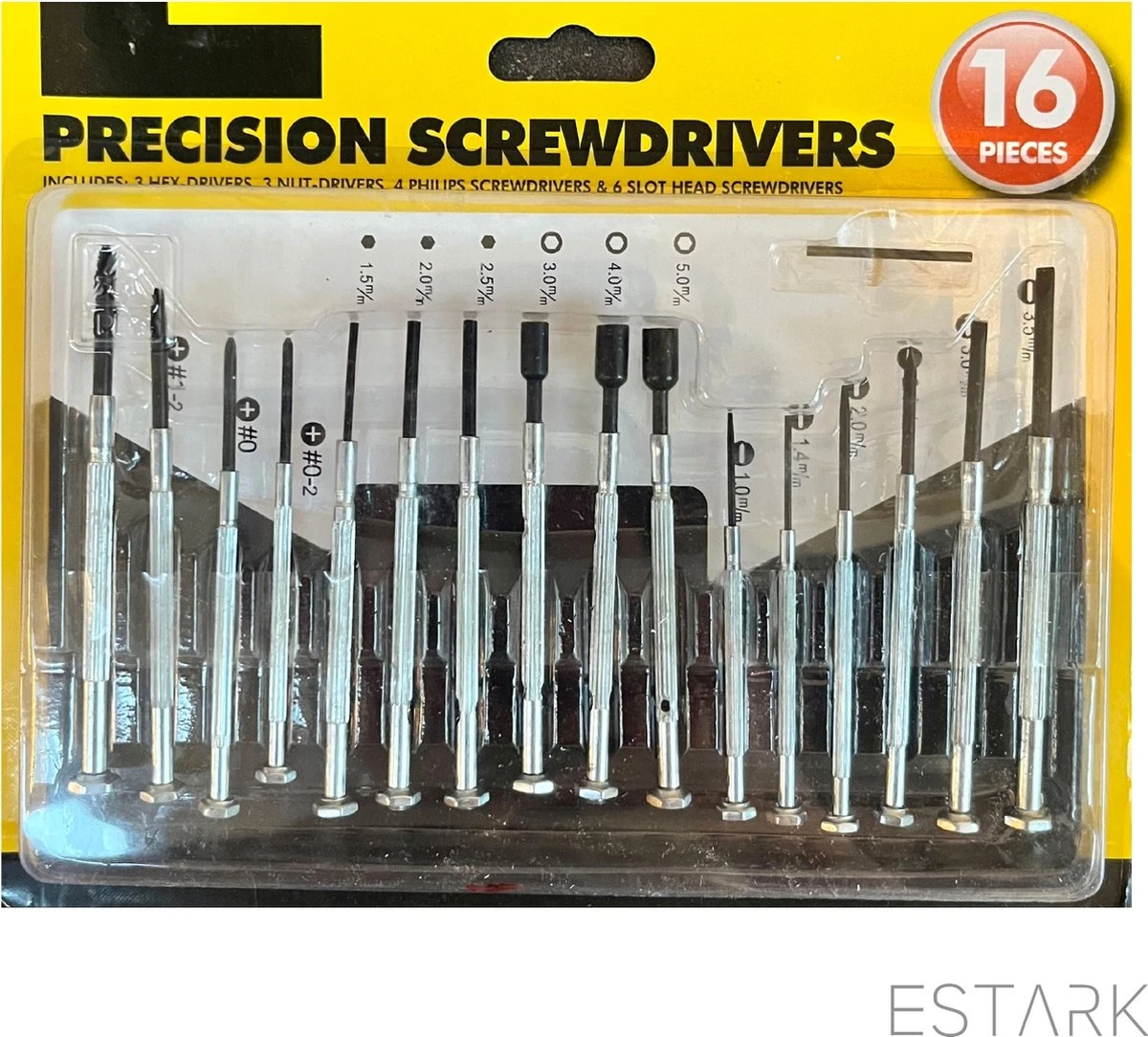 Mini Schroevendraaier Set - Kruiskop / Platte Kop - Precisie Juweliers Schroevendraaier Set - Kleine Horloge Schroevendraaier - Plat Kruis - 16-DELIG 6 Mini Schroevendraaier Set - Kruiskop / Platte Kop - Precisie Juweliers Schroevendraaier Set - Kleine Horloge Schroevendraaier - Plat Kruis - 16-DELIG - Afbeelding 6