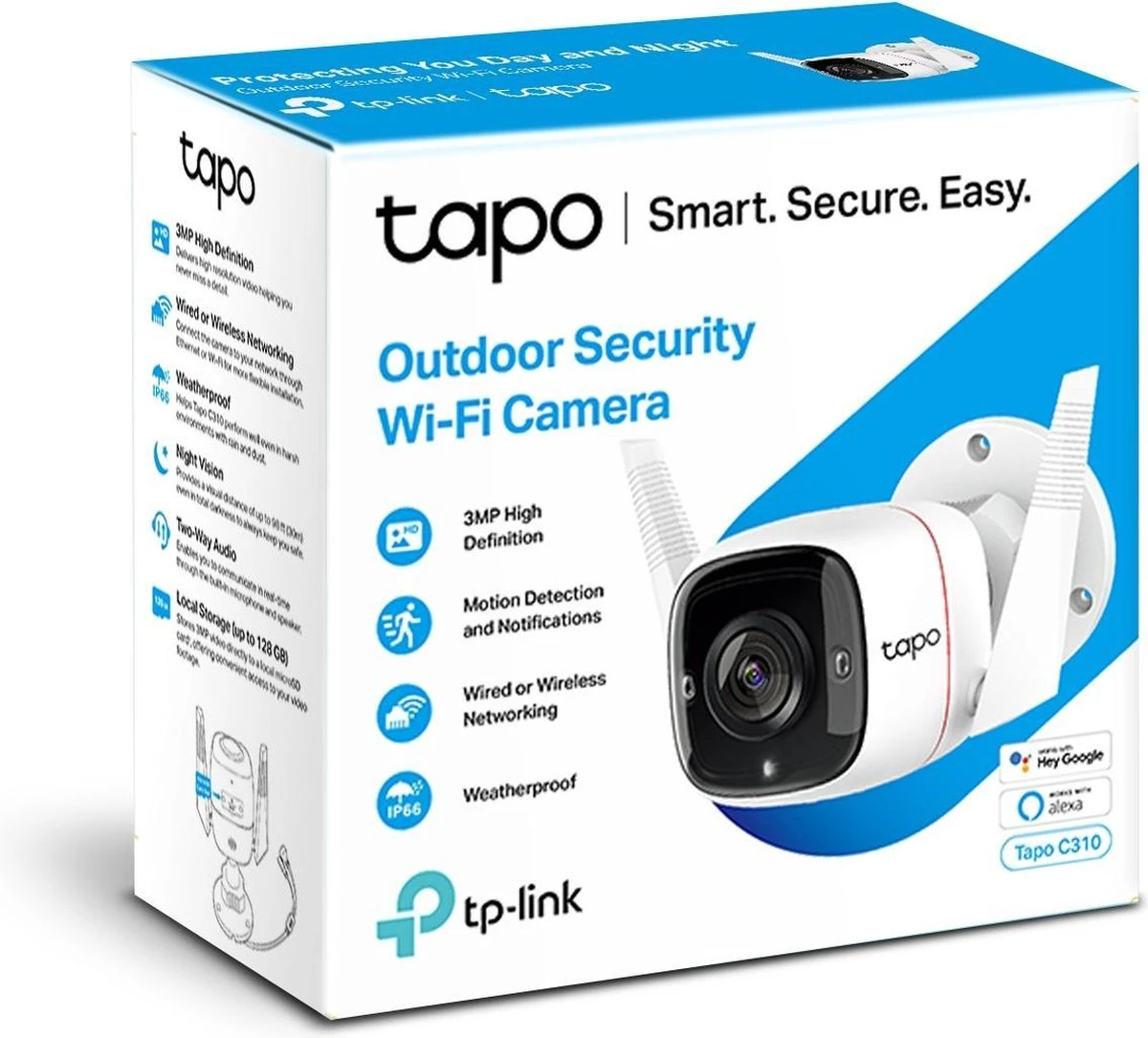 TP-Link Tapo C310 - Beveiligingscamera Voor Buiten - 2K - Sterrenlicht-nachtzicht Home Security Wi-Fi - Wit 10 TP-Link Tapo C310 - Beveiligingscamera Voor Buiten - 2K - Sterrenlicht-nachtzicht Home Security Wi-Fi - Wit - Afbeelding 10