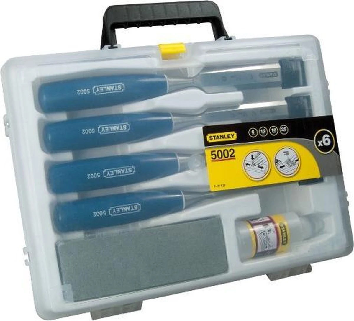 STANLEY 0-16-130 Houtbeitelset - 6-delig - Met Opbergbox 2 STANLEY 0-16-130 Houtbeitelset - 6-delig - Met Opbergbox - Afbeelding 2