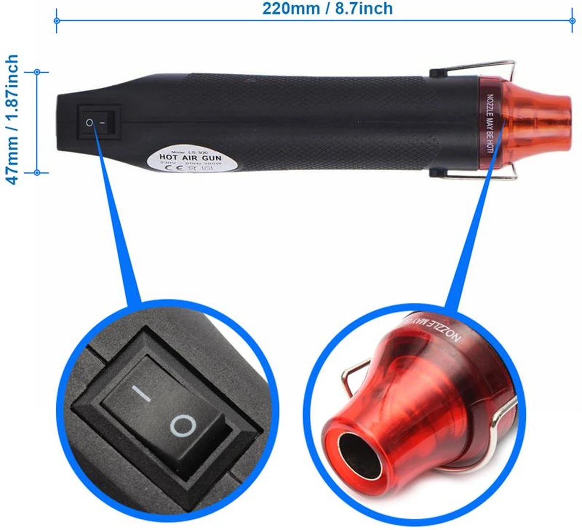 MMOBIEL Heteluchtpistool / Verfafbrander 300W 200°C – Hittepistool – Heatgun – Warmtepistool 4 MMOBIEL Heteluchtpistool / Verfafbrander 300W 200°C – Hittepistool – Heatgun – Warmtepistool - Afbeelding 4