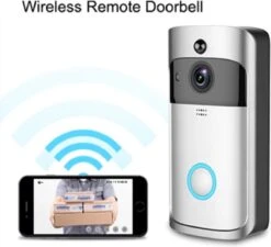 Casamix Deurbel- Zilver -Nederlandse & Engels Handleiding- Compleet Set (met Gong, 3 Oplaadbare Batterijen)-Draadloos Met Camera- HD WiFi Video Deurbel-Draadloos Via 2.4 Ghz Wifi - Opnemen Via Van ICloud (betaald) -