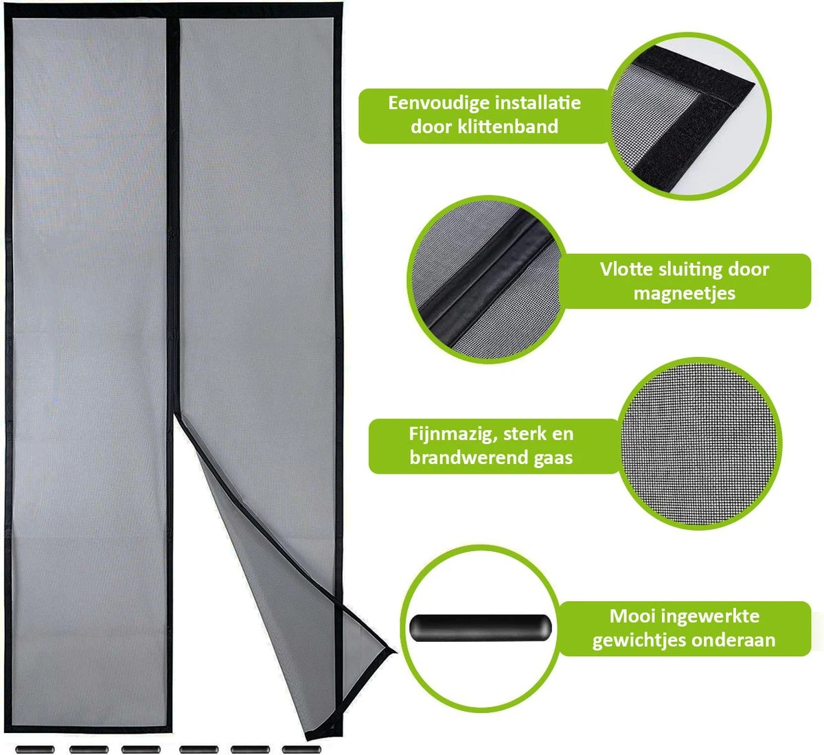 VITAMO Magnetisch Vliegengordijn - Premium Glasvezel Horgordijn - Deurhor - Deurgordijn - 210 X 101 Cm - Wit 3 VITAMO Magnetisch Vliegengordijn - Premium Glasvezel Horgordijn - Deurhor - Deurgordijn - 210 X 101 Cm - Wit - Afbeelding 3