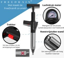 Merkloos FreeDrain® Professionele Luchtdruk Pomp Ontstopper - 4 Ontstoppingskoppen - Luchtdruk Meter - RVS - Gootsteenontstopper - Toilet - WC - Afvoer - Rioolontstopper - Ontstoppingsveer - Plopper - 0-8 Bar -Makita || Merkloos || Stanley Verkoopwinkel 1200x1100 6