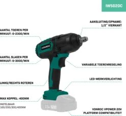 VONROC Accu Slagmoersleutel 20V – 4 Standen: 100/200/300/400Nm - Incl. 4 Moerdoppen – Geschikt Voor Het Verwisselen Van Wielbouten En -moeren - Excl. Accu En Snellader 10 VONROC Accu Slagmoersleutel 20V – 4 Standen: 100/200/300/400Nm - Incl. 4 Moerdoppen – Geschikt Voor Het Verwisselen Van Wielbouten En -moeren - Excl. Accu En Snellader -Makita || Merkloos || Stanley Verkoopwinkel 1200x1101 7