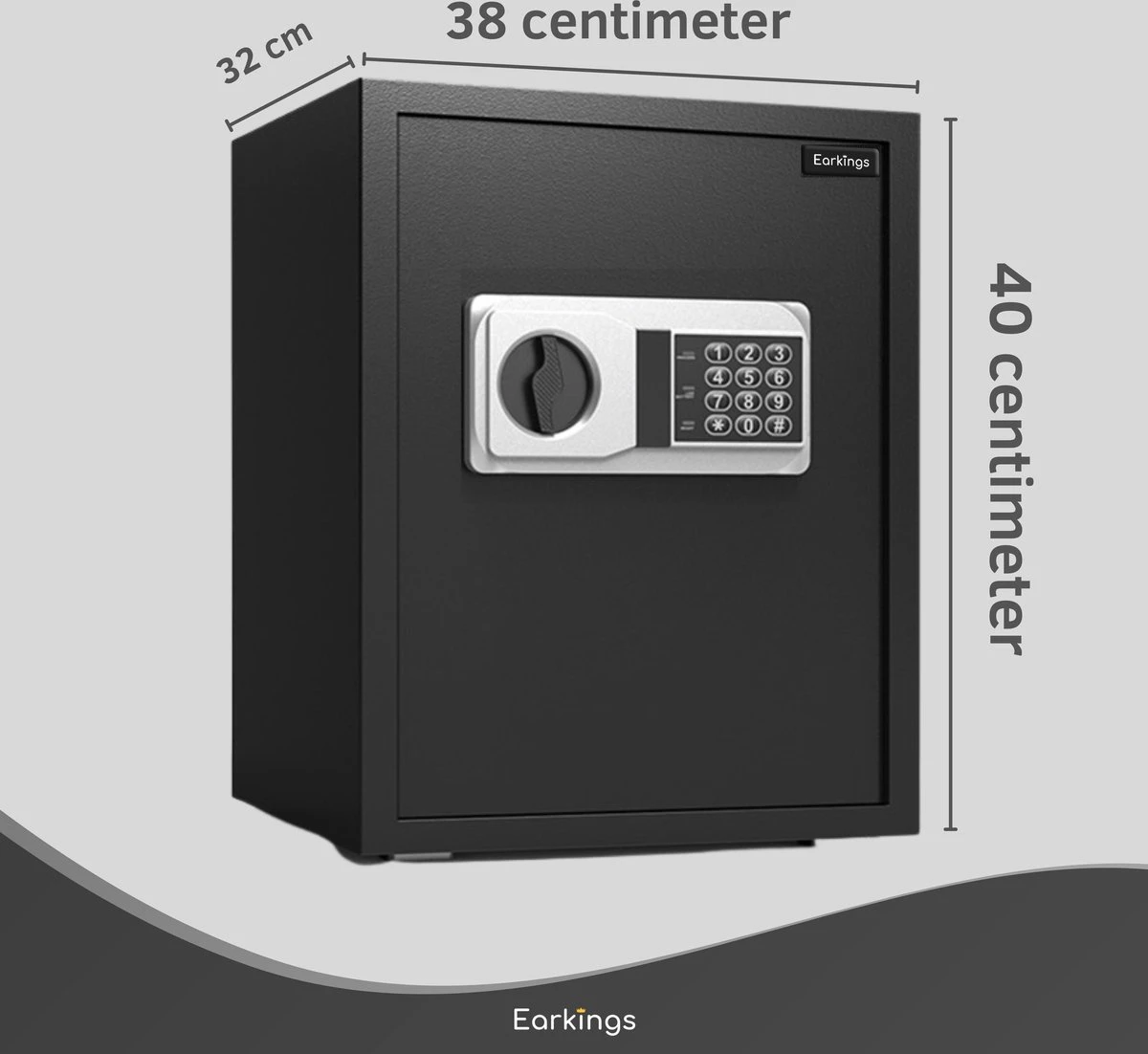 Earkings Kluis 40x38x32 Cm Met Cijferslot - Kluis Elektronisch Geldkist - Inclusief Bevestigingsmateriaal, Twee Noodsleutels En Alarm Slot 6 Earkings Kluis 40x38x32 Cm Met Cijferslot - Kluis Elektronisch Geldkist - Inclusief Bevestigingsmateriaal, Twee Noodsleutels En Alarm Slot - Afbeelding 6