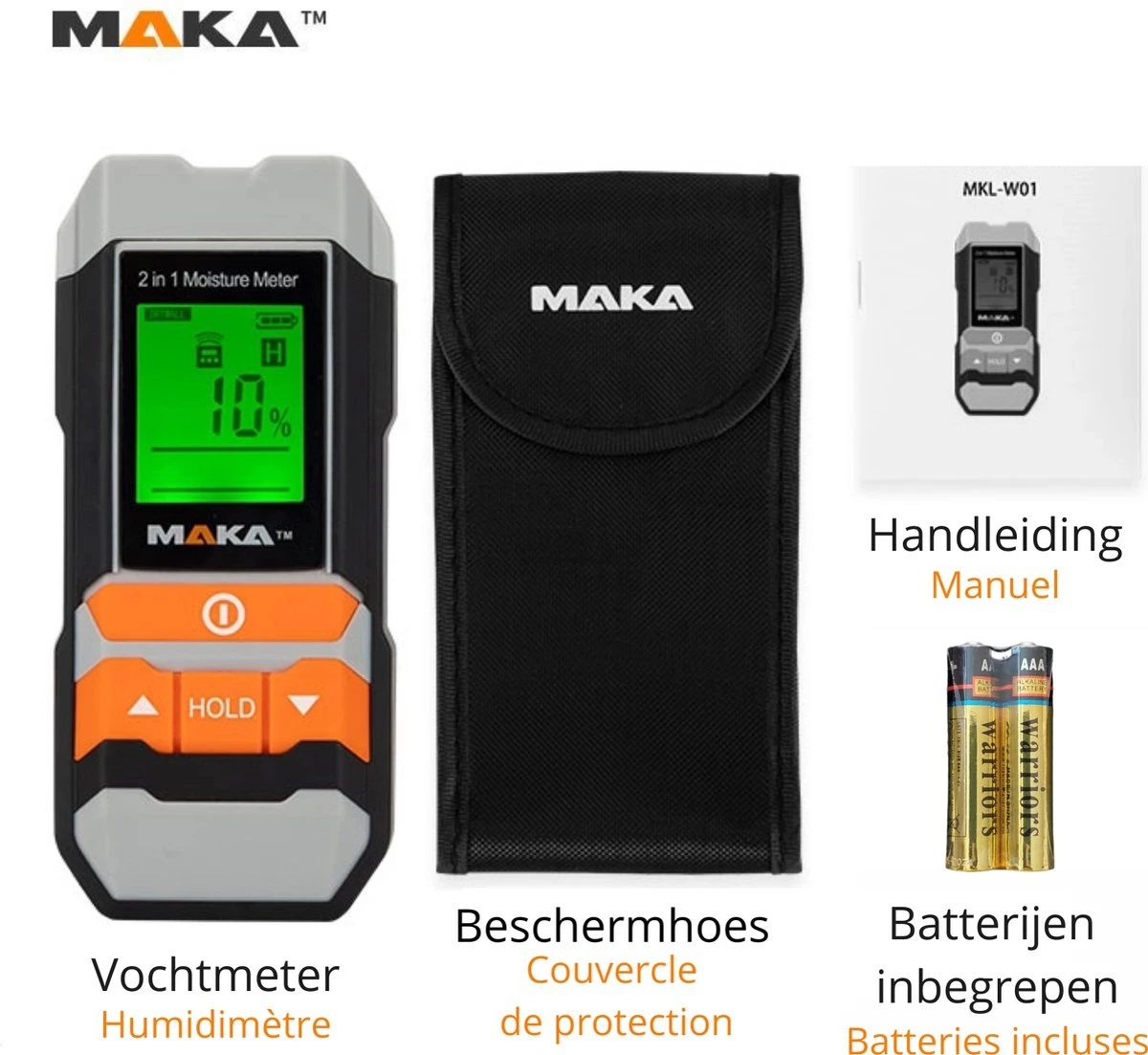 MAKA 2 In 1 Digitale Vochtmeter - Voor Hout En Bouwmaterialen 5 MAKA 2 In 1 Digitale Vochtmeter - Voor Hout En Bouwmaterialen - Afbeelding 5