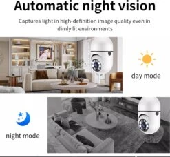 Wifi Panorama Camera - 1080p-5G-Beveiligingscamera - IP Camera - Camerabewaking - E27 Dikke Fitting- Spy Camera - 2-Weg Audio - Beweeg En Geluidsdetectie - Nachtvisie - Draadloos - Huisdiercamera - Opslag In Cloud & App - Lamp Camera - 360 Graden -Makita || Merkloos || Stanley Verkoopwinkel 1200x1110 13