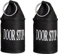 ESSCHERT DESIGN Deurstopper Met Ring Van Canvas - Functionele Hoogte: 16cm - SET 2-Stuks Gevuld Met Zand - Zwart