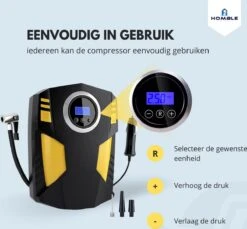 HOMBLE Compressor - 12V Luchtcompressor - Bandenpomp - Elektrische Fietspomp - 10,3 BAR - Auto/Fiets/Bal - Inclusief 4 Opzetstukken -Makita || Merkloos || Stanley Verkoopwinkel 1200x1112 7
