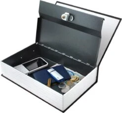 Merkloos Geheime Boekkluis Geldkist - Boekenkluis - Verborgen Kluis Boek Met Sleutelslot - Metaal - Zwart