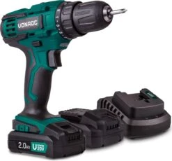 VONROC Accuboormachine – VPower 20V – Complete Set Met 2x 2.0Ah Accu, Sneloplader, Bits & Opbergtas