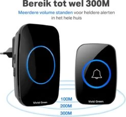 Vivid Green Draadloze Deurbel - Draadloos - Deur Bel - Deurbellen - Wireless Doorbell - IP44 Waterdicht -Met Ontvanger - Zwart -Makita || Merkloos || Stanley Verkoopwinkel 1200x1120 19