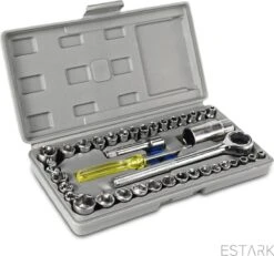ESTARK® Professionele XL 40-Delige Dopsleutel Set - Met Momentsleutel Ratel & Verlengstuk - Doppenset Doppendoos Torx/Inbus/Hex/Kruiskop/Philips Bit Doppen Set - Ratelset - Met Snelwisselsysteem - 1/4" & 1/2" Inch Doppenset 20 ESTARK® Professionele XL 40-Delige Dopsleutel Set - Met Momentsleutel Ratel & Verlengstuk - Doppenset Doppendoos Torx/Inbus/Hex/Kruiskop/Philips Bit Doppen Set - Ratelset - Met Snelwisselsysteem - 1/4" & 1/2" Inch Doppenset -Makita || Merkloos || Stanley Verkoopwinkel 1200x1121 1