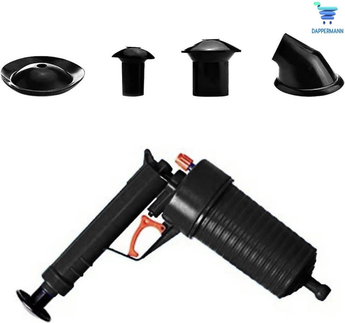 Dappermann Luchtdruk Ontstopper - Alles In 1 Ontstopper - Milieuvriendelijk - Herbruikbaar - Afvoerreiniger - Buisreiniger - Ontstoppingspomp - Ontstoppingspistool - Verstopping - Plopper - Hoge Druk - Toilet - Gootsteen 6 Dappermann Luchtdruk Ontstopper - Alles In 1 Ontstopper - Milieuvriendelijk - Herbruikbaar - Afvoerreiniger - Buisreiniger - Ontstoppingspomp - Ontstoppingspistool - Verstopping - Plopper - Hoge Druk - Toilet - Gootsteen - Afbeelding 6