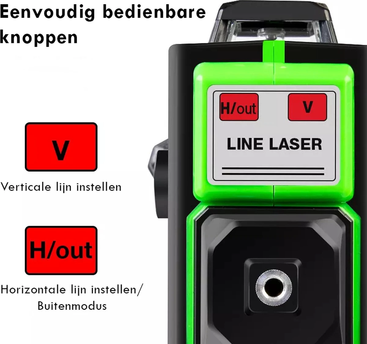 Hilda Zelfnivellerende Kruislijnlaser Met 12 Lijnen - Inclusief Muurbeugel En 360 Graden Statief - Groene Lasers - Waterproof - Laserwaterpas - Met Opbergkoffer 7 Hilda Zelfnivellerende Kruislijnlaser Met 12 Lijnen - Inclusief Muurbeugel En 360 Graden Statief - Groene Lasers - Waterproof - Laserwaterpas - Met Opbergkoffer - Afbeelding 7
