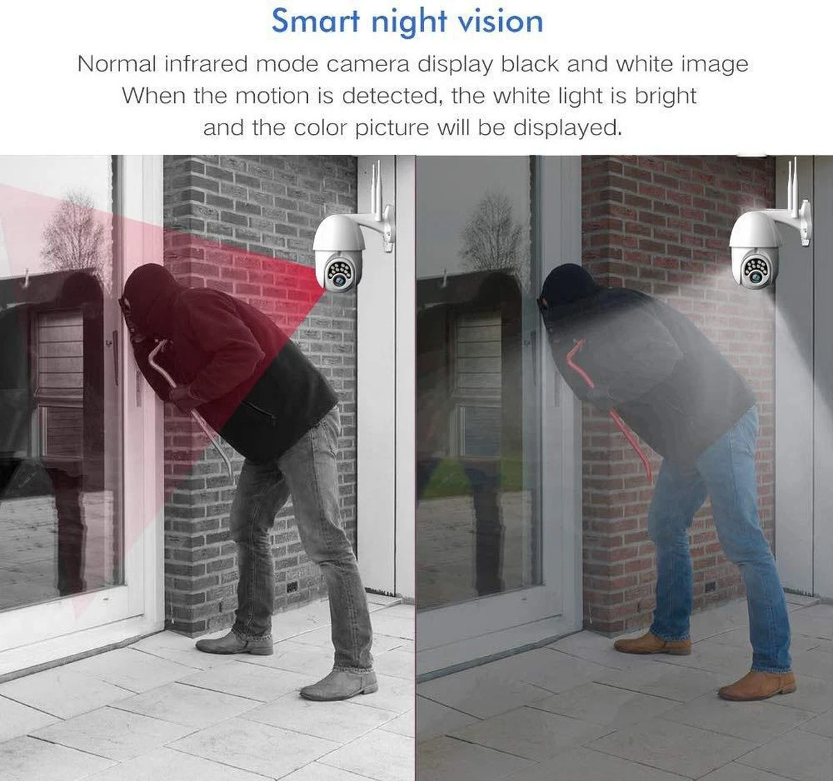 Kunststof Behuizing Waterdichtheid IP66 WIFI Dome IP Camera - Buiten - Draai- En Kantelbaar - FULL HD 1080P 4 Kunststof Behuizing Waterdichtheid IP66 WIFI Dome IP Camera - Buiten - Draai- En Kantelbaar - FULL HD 1080P - Afbeelding 4