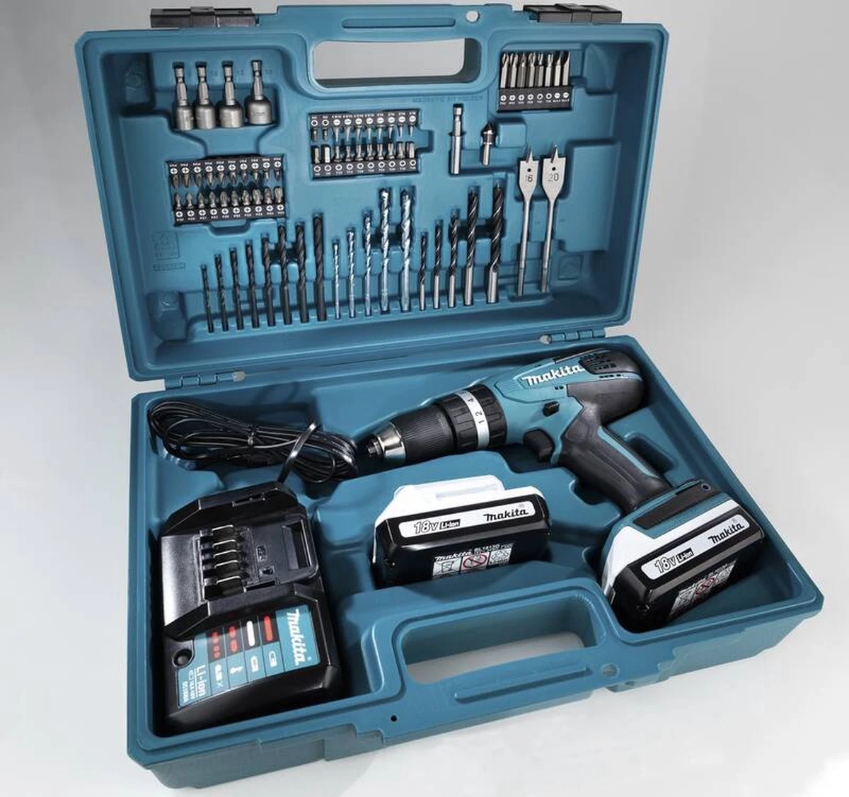 Makita HP457DWE10 Klopboor-/Schroefmachine -18 V - Met 74-Delige Accesoireset 9 Makita HP457DWE10 Klopboor-/Schroefmachine -18 V - Met 74-Delige Accesoireset - Afbeelding 9