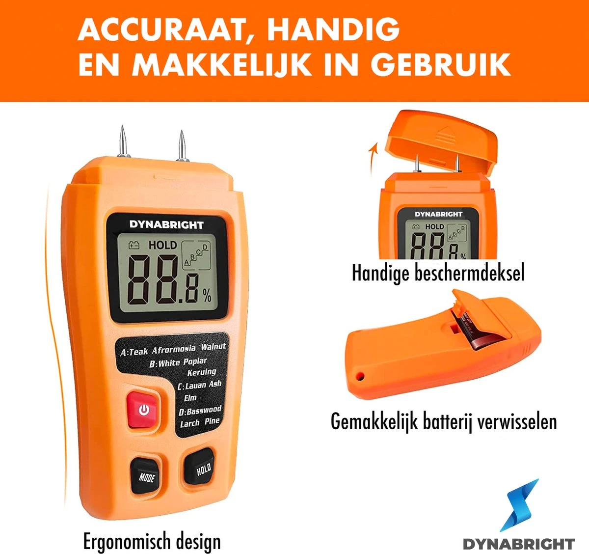 DynaBright Vochtmeter - Incl. Batterij - Digitale Hygrometer - Hout - Muur - Haardhout - Vochtigheid - Verlicht LCD Scherm 8 DynaBright Vochtmeter - Incl. Batterij - Digitale Hygrometer - Hout - Muur - Haardhout - Vochtigheid - Verlicht LCD Scherm - Afbeelding 8